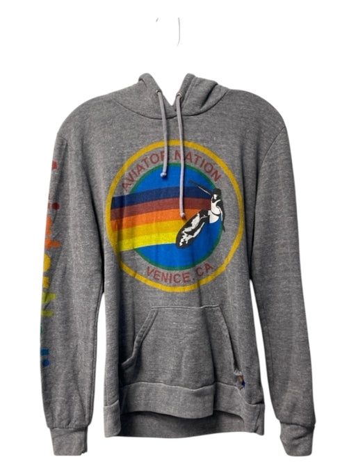 Aviator Nation Size Small Gray & multi Cotton & Polyester Long Sleeve Hood Top Gray & multi / Small