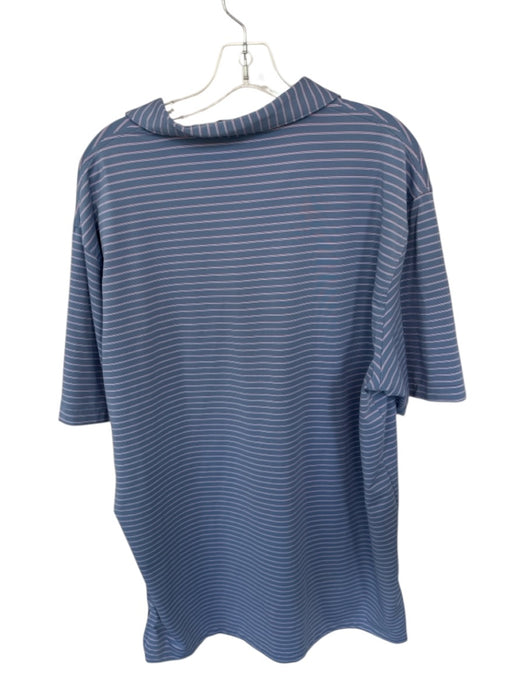 Peter Millar Size XL Blue & Red Polyester Striped Golf Men's Polo Blue & Red / XL
