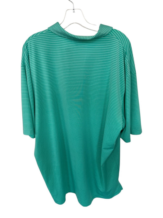 Masters Size XL Green & White Polyester Masters Logo Striped Golf Men's Polo Green & White / XL