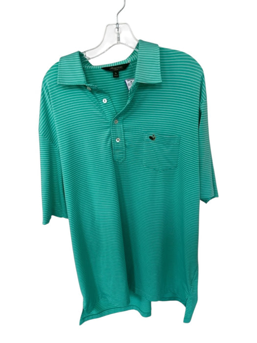 Masters Size XL Green & White Polyester Masters Logo Striped Golf Men's Polo Green & White / XL