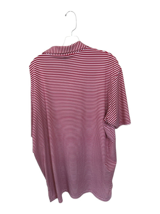 Peter Millar Size XL Red & White Polyester UGA Striped Golf Men's Polo Red & White / XL