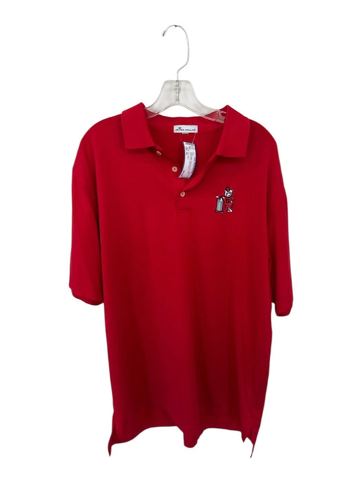 Peter Millar Size XL Red & Black Polyester UGA Golf Men's Polo Red & Black / XL