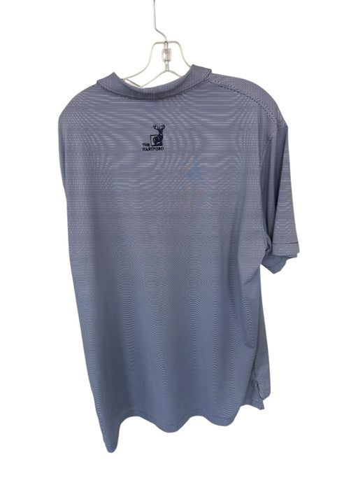 Peter Millar Size XL Navy & White Polyester Striped Golf Men's Polo Navy & White / XL