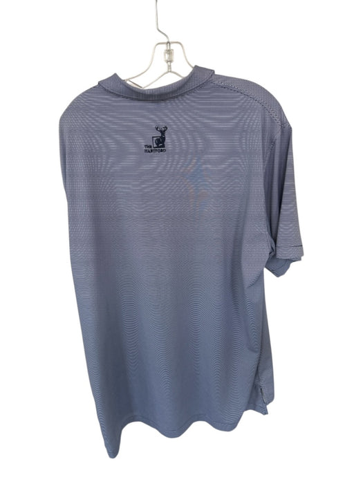 Peter Millar Size XL Navy & White Polyester Striped Golf Men's Polo Navy & White / XL