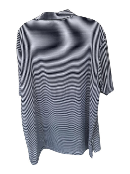 Peter Millar Size XL Navy & White Polyester Striped Golf Men's Polo Navy & White / XL