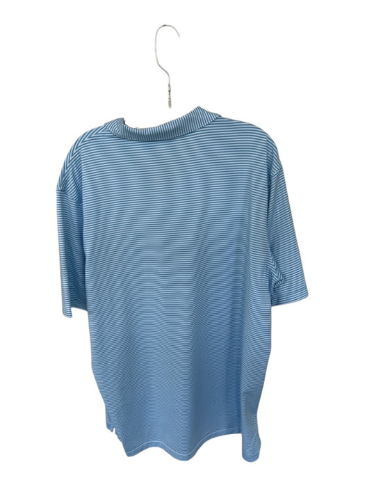 Peter Millar Size XL Blue & White Polyester Striped Golf Men's Polo Blue & White / XL