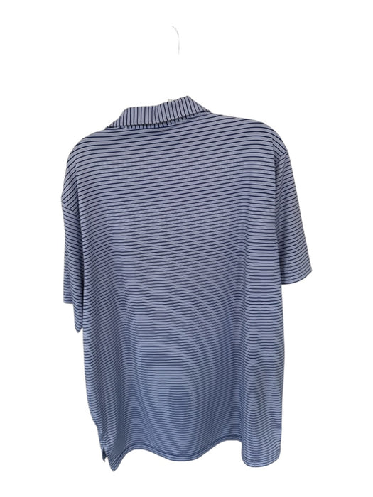 Peter Millar Size XL Navy & White Polyester Striped Golf Men's Polo Navy & White / XL