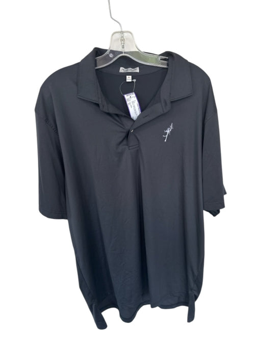 Peter Millar Size XL Black & White Polyester Solid Golf Men's Polo Black & White / XL