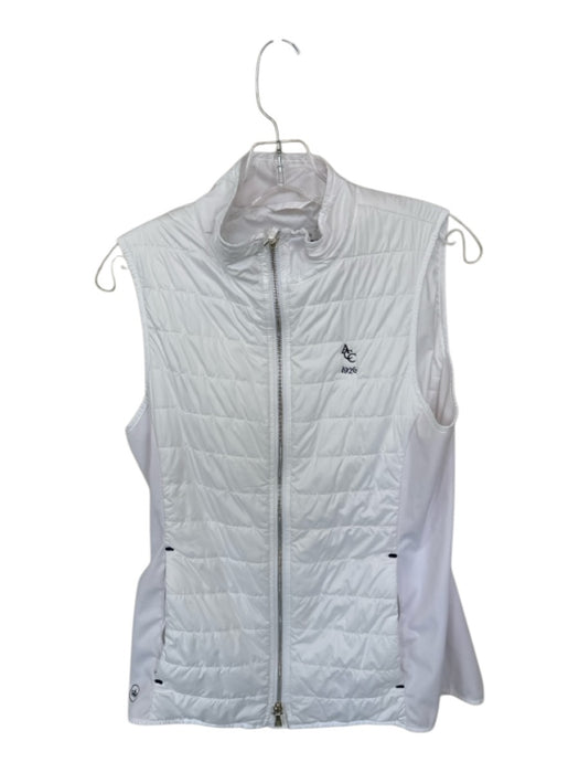 Peter Millar Size M White Quilted Full ZIp Athletic Vest White / M