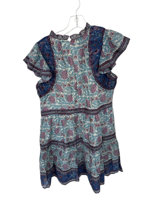 Sea New York Size M Navy & Purple Cotton Flutter Cap sleeve Botanical Dress Navy & Purple / M