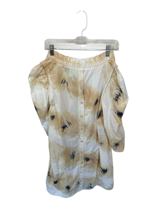 Sea New York Yellow & Navy Cotton Off Shoulder Dots Button Back Dress Yellow & Navy / M