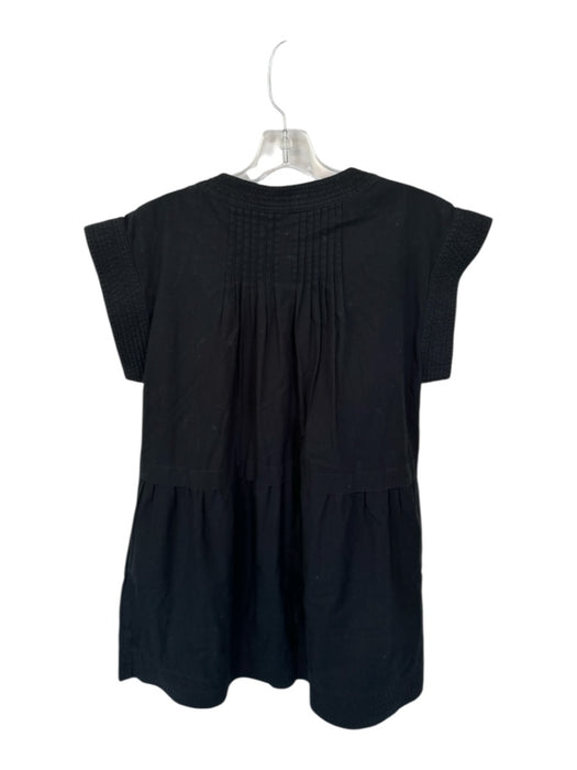 Hunter Bell Size S Black Cotton V Neck Pleats Quarter Button Mini Dress Black / S
