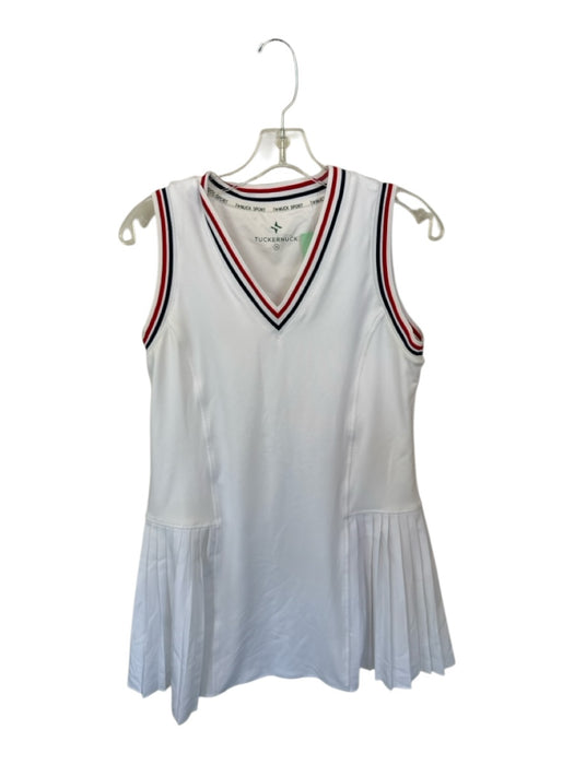 Tuckernuck Size M White, Red, & Blue Polyester & Spandex V Neck Athletic Dress White, Red, & Blue / M