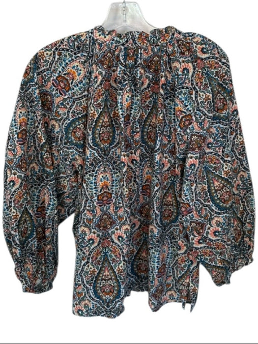 Cleobella Size M Green & Multi Cotton Long Sleeve Paisley Long Sleeve Top Green & Multi / M