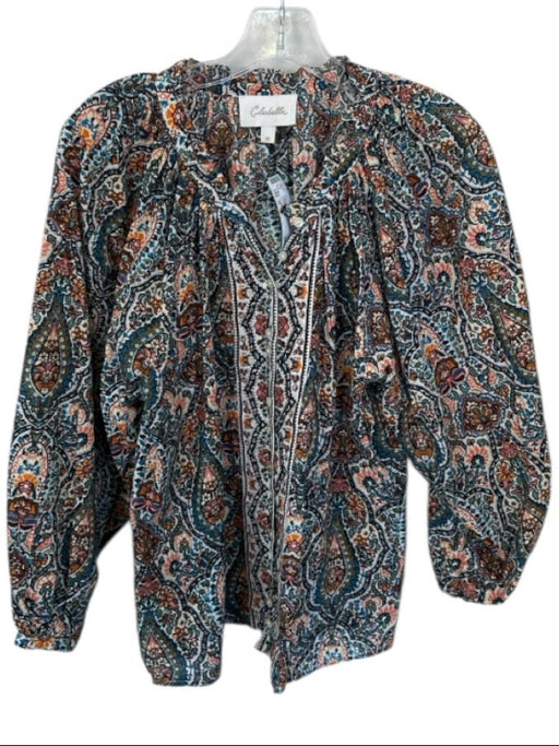 Cleobella Size M Green & Multi Cotton Long Sleeve Paisley Long Sleeve Top Green & Multi / M