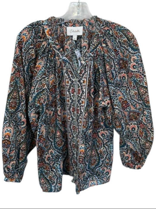 Cleobella Size M Green & Multi Cotton Long Sleeve Paisley Long Sleeve Top Green & Multi / M