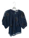 Marie Oliver Size M Navy Cotton Eyelet flower applique Puff Sleeve Top Navy / M