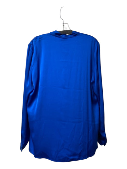 Kobi Halperin Size XL Royal Blue Silk V Neck Long Sleeve pull over Blouse Royal Blue / XL