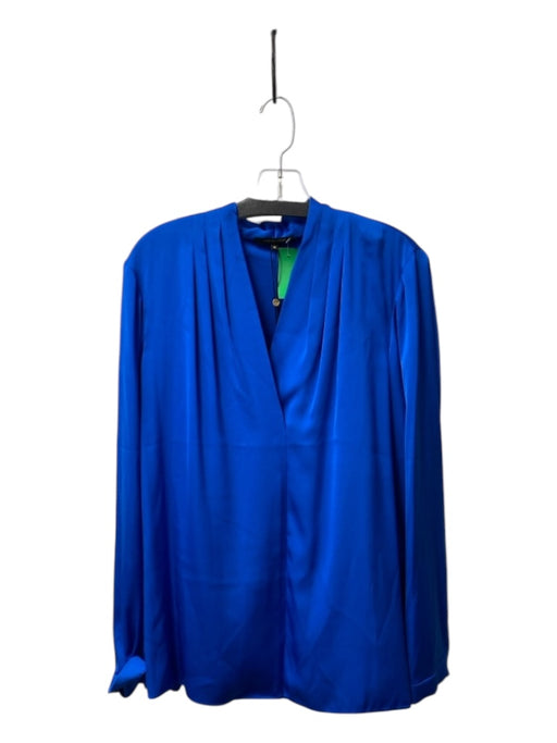 Kobi Halperin Size XL Royal Blue Silk V Neck Long Sleeve pull over Blouse Royal Blue / XL