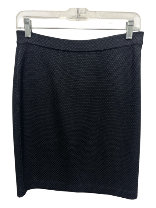 St John Size 4 Black Wool Blend Textured Elastic Waist Knee Length Pencil Skirt Black / 4