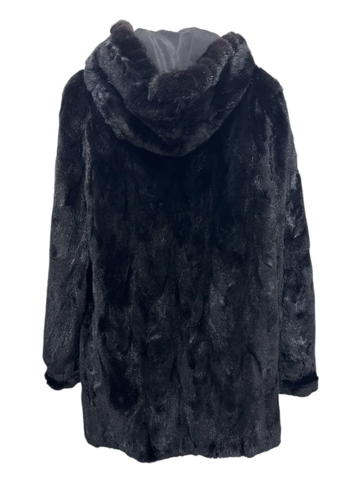 Saks Fifth Ave Size 8 Black Mink Fur Button Close Removable Hood Coat Black / 8
