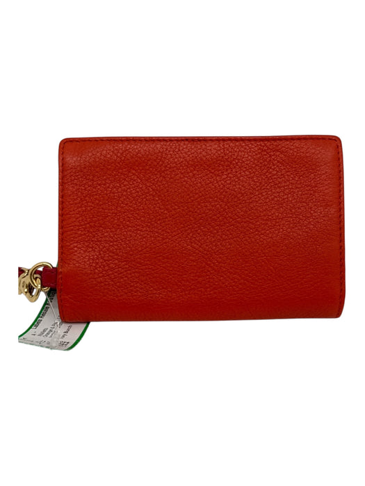 Tory Burch Orange & Pink Leather Zip Close Multi pocket Wristlet Wallets Orange & Pink