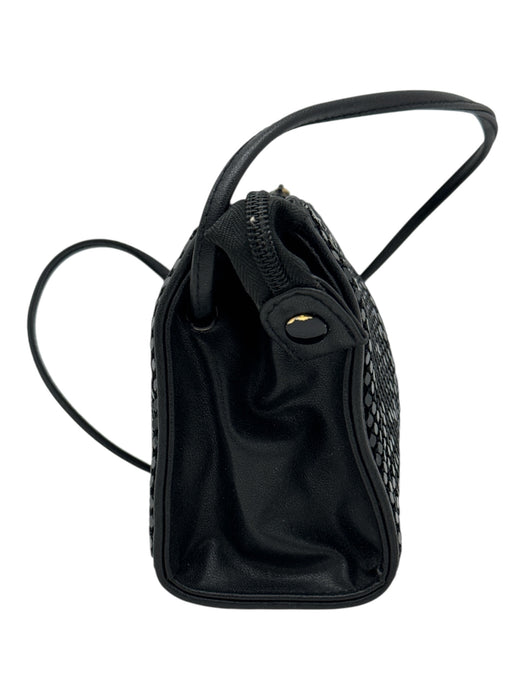 Whiting & Davis Black Fabric Chainmail Zip Close Shoulder Strap Evening Bag Black / S