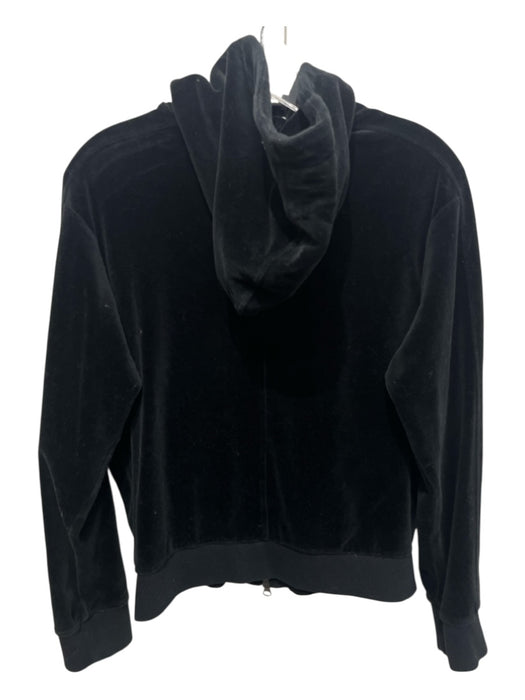 Vince Size S Black Cotton Velour Hood Zip Jacket Black / S