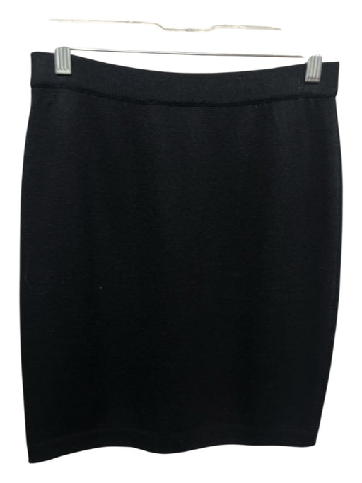 St John Size 4 Black Wool Blend Above Knee Elastic Waist Pencil Skirt Black / 4