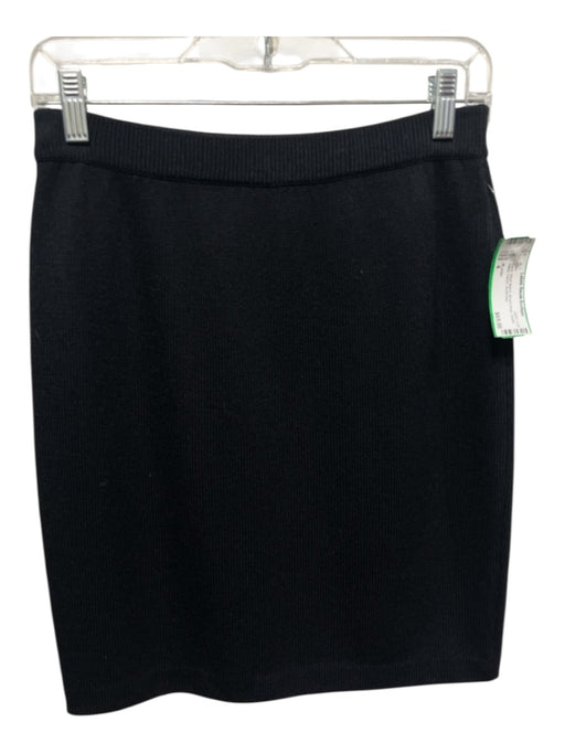 St John Size 4 Black Wool Blend Above Knee Elastic Waist Pencil Skirt Black / 4