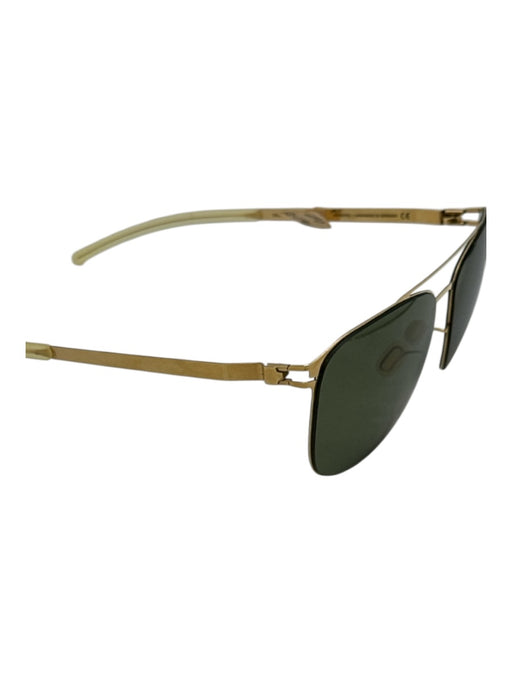 Mykita Gold & Dark Green Metal Wire Frame Aviator Sunglasses Gold & Dark Green