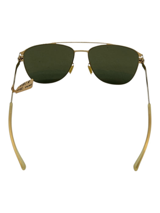 Mykita Gold & Dark Green Metal Wire Frame Aviator Sunglasses Gold & Dark Green