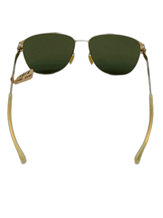 Mykita Gold & Dark Green Metal Wire Frame Aviator Sunglasses Gold & Dark Green