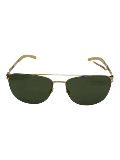 Mykita Gold & Dark Green Metal Wire Frame Aviator Sunglasses Gold & Dark Green