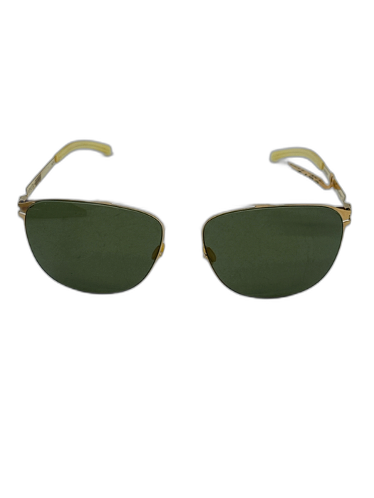 Mykita Gold & Dark Green Metal Wire Frame Aviator Sunglasses Gold & Dark Green
