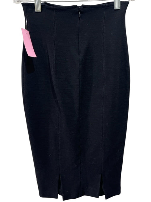 St John Size 2 Black Wool Blend Back Zip Pencil Skirt Black / 2