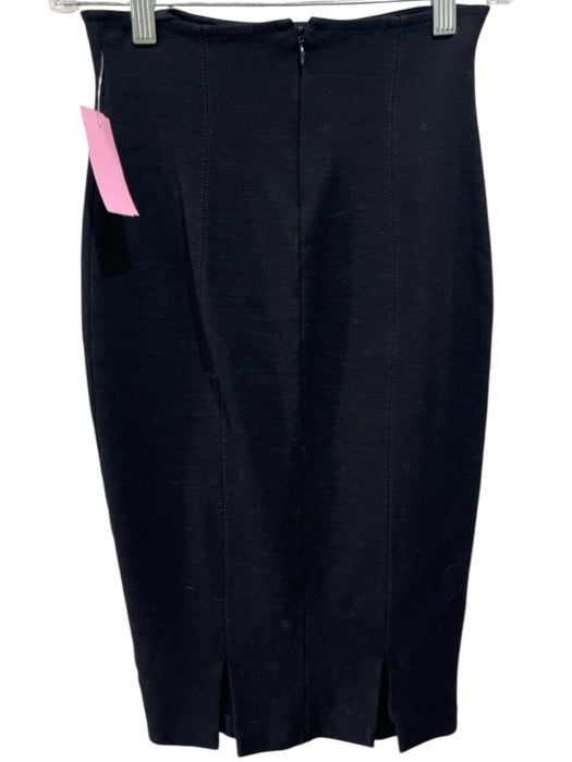 St John Size 2 Black Wool Blend Back Zip Pencil Skirt Black / 2
