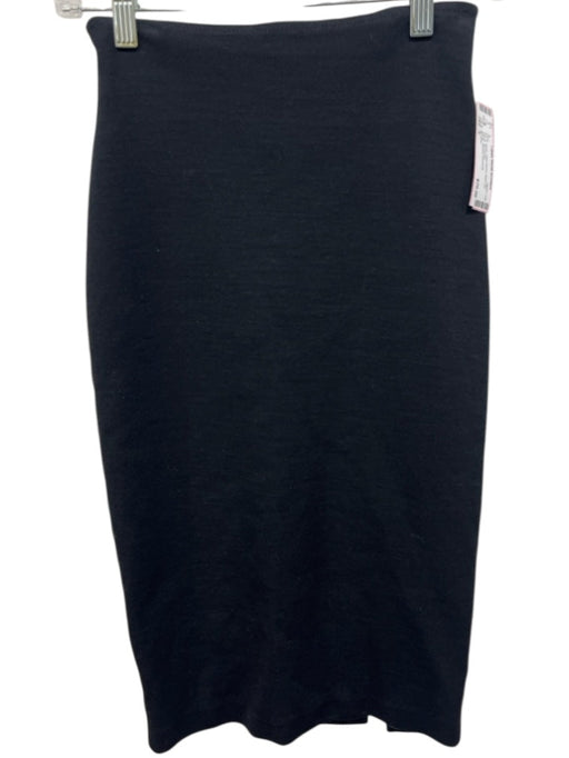 St John Size 2 Black Wool Blend Back Zip Pencil Skirt Black / 2