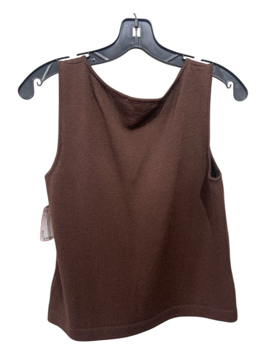 St John Size 6 Brown Wool Blend Square Neck Sleeveless Top Brown / 6