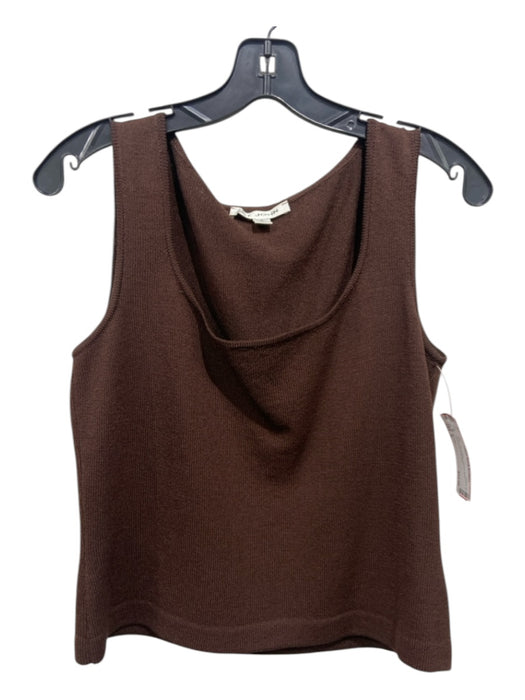 St John Size 6 Brown Wool Blend Square Neck Sleeveless Top Brown / 6