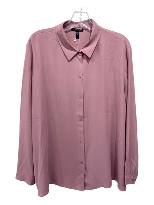 Eileen Fisher Size L Light Pink Silk Button Up Collar Long Sleeve Top Light Pink / L