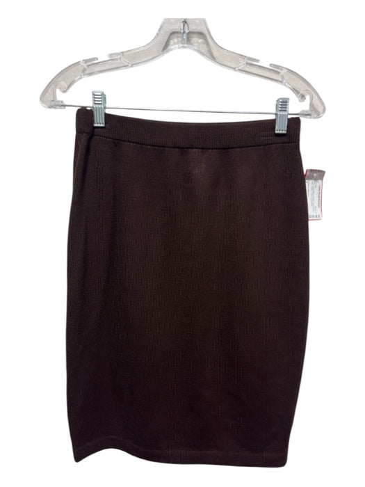 St John Collection Size 2 Brown Wool Blend Button Gold Button Detail Skirt Set Brown / 2