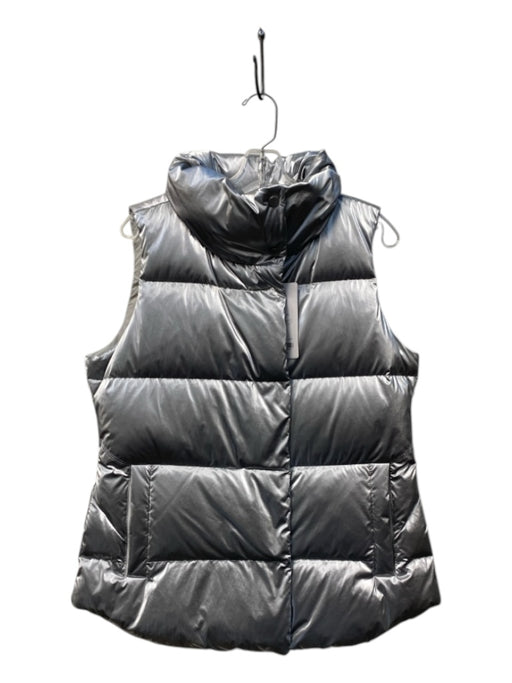 Athleta Size L Silver Blend Down Fill Puffer Full Zip Athleisure Vest Silver / L