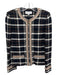 St John Collection Size 4 Black, Brown & Cream Wool Blend Plaid Zip Jacket Black, Brown & Cream / 4