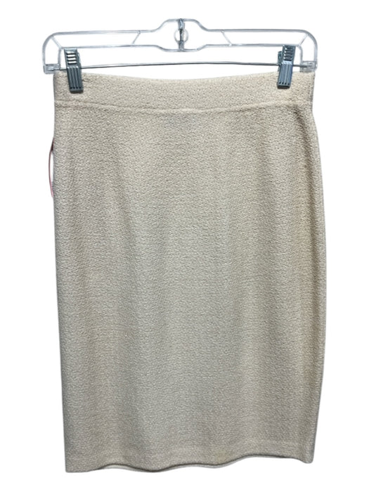 St John Collection Size 2 Cream Wool Knee Length Elastic Waist Pencil Skirt Cream / 2