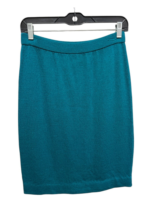 St John Collection Size 4 Teal Green Wool Blend Elastic Waist Pencil Skirt Teal Green / 4