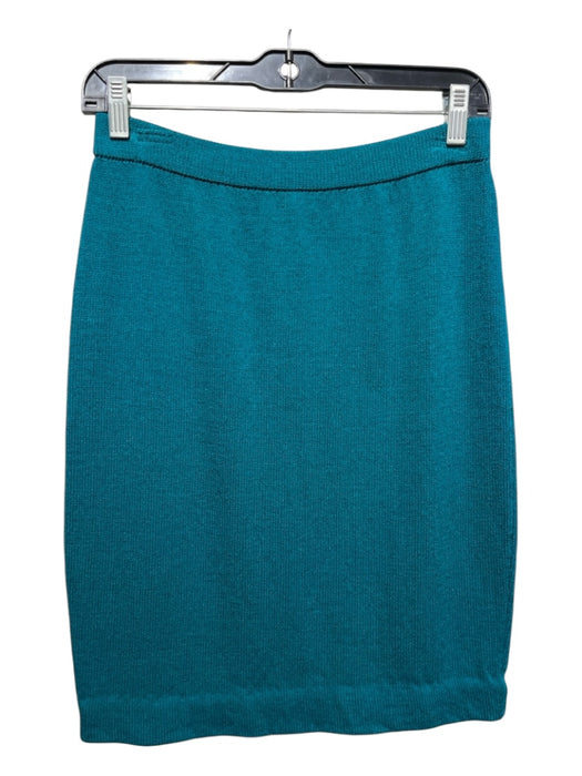 St John Collection Size 4 Teal Green Wool Blend Elastic Waist Pencil Skirt Teal Green / 4