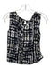 St John Size 4 Black, Taupe & White Silk Blend Sleeveless Abstract Top Black, Taupe & White / 4