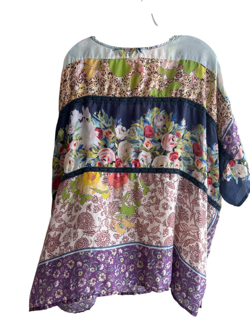 Johnny Was Size 3X Multi Silk Drop Shoulder Half Sleeve Floral Top Multi / 3X