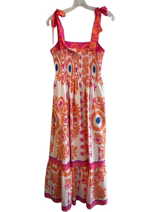 Jade Size M Orange & Pink Polyester Tie Strap Abstract Square Neck Dress Orange & Pink / M